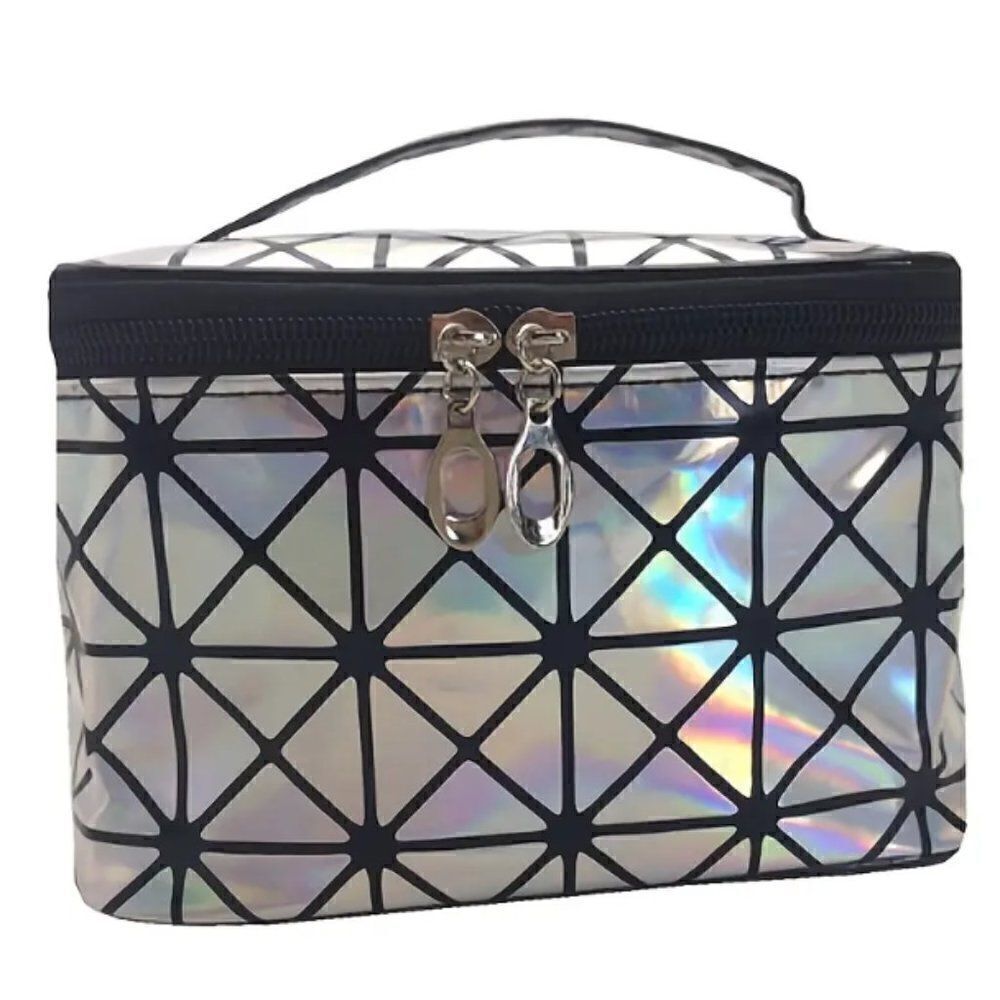 3D Laser Makeup Bag - Waterproof & Large Capacity! Hologram Silver